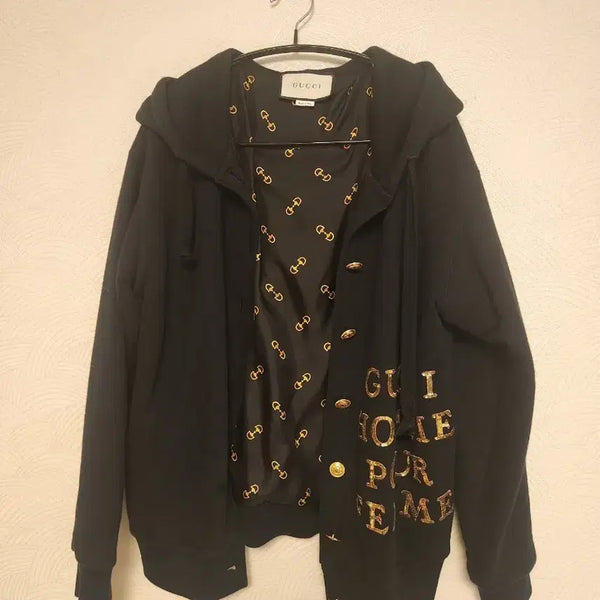 [BUNJANG] Gucci Hooded Zip-Up Sweatshirt Black / 구찌 후드 집업 블랙