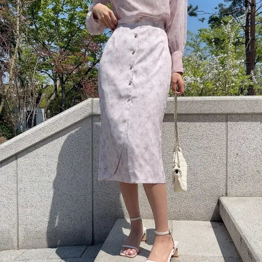[BUNJANG] Floral Pattern Long Skirt / 새상품 국내 자체제작 플로럴 패턴 롱 스커트