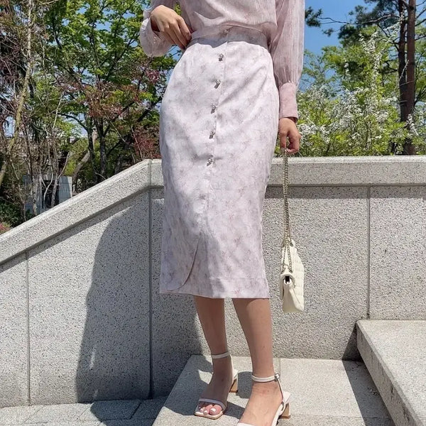 [BUNJANG] Floral Pattern Long Skirt / 새상품 국내 자체제작 플로럴 패턴 롱 스커트