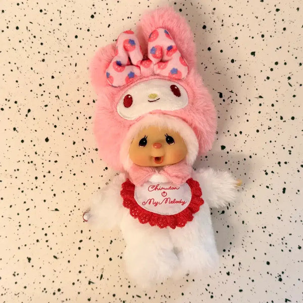[BUNJANG] Monchhichi My Melody Limited Mascot Doll Keychain / 몬치치 마이멜로디 한정 마스코트 인형 키링