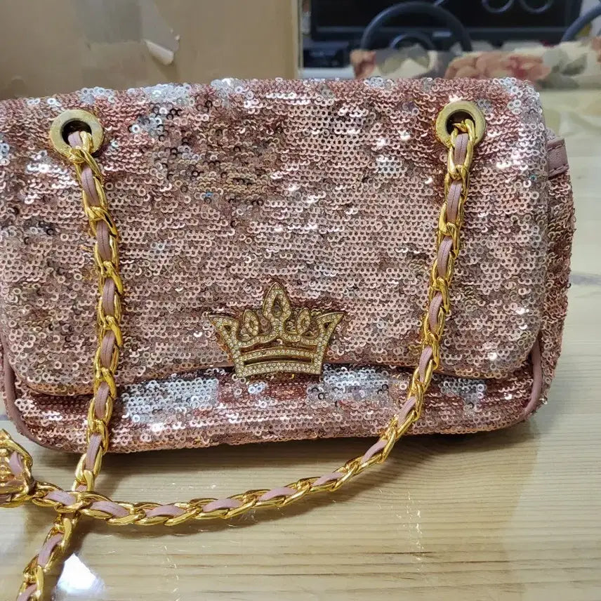 [BUNJANG] J.ESTINA Rose Gold Cubic Crown Shoulder Bag / 제이에스티나  로즈골드 큐빅 왕관 숄더백