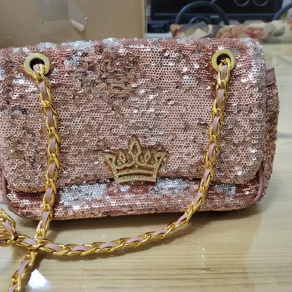 [BUNJANG] J.ESTINA Rose Gold Cubic Crown Shoulder Bag / 제이에스티나  로즈골드 큐빅 왕관 숄더백