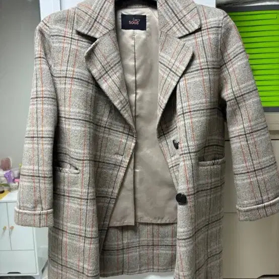[BUNJANG] Soos Check Grey Jacket / 수스 체크 그레이 자켓