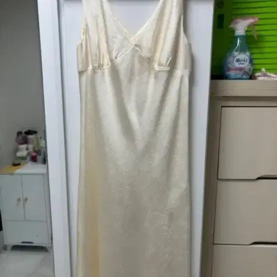 [BUNJANG] Silk Pattern Long Dress - Ivory / 실크 패턴 롱 원피스 아이보리