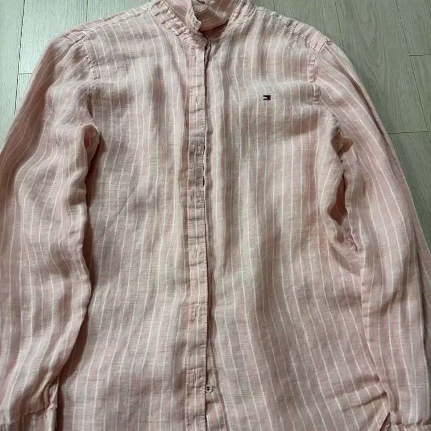 [BUNJANG] Tommy Hilfiger 100% Linen Pink Stripe Shirt / 타미힐피거 린넨100% 셔츠(핑크 스트라이프)