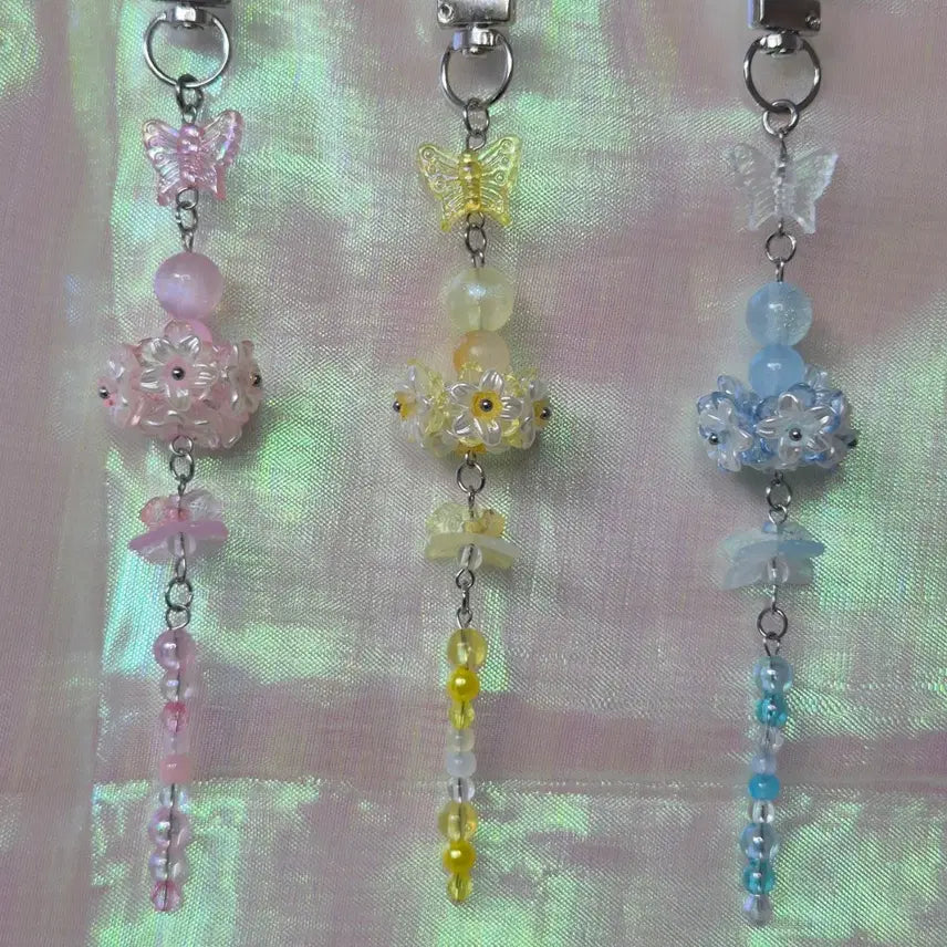 [BUNJANG] Flower Mobiles Bead Charm / 꽃송이모빌키링 비즈키링
