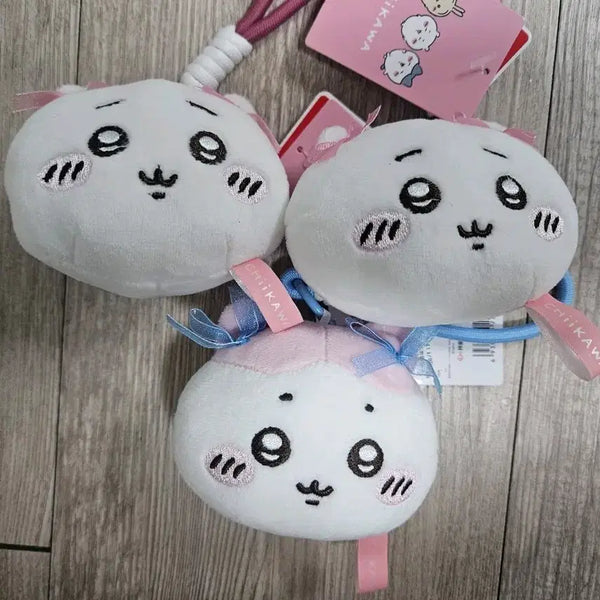 [BUNJANG] Monjakwi Ribbon Face Plush Bag Charm Keychain (Hachiware/Chiikawa) / 먼작귀 리본 얼굴 인형 가방걸이 키링 (하치와레/치이카와)