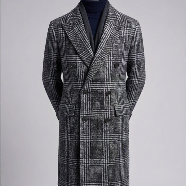 [BUNJANG] SIEG Fahrenheit Blue Glen Check Double-Breasted Wool Coat 105 / 지이크 / 파렌하이트 블루 글렌체크 더블 브레스티드 코트 / 105