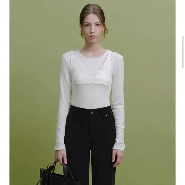 [BUNJANG] For Your Eyes Only V-neck Bustier Layered Set-up (New) / 포유어아이즈온리 fyeo 뷔스티에 셋업 새상품