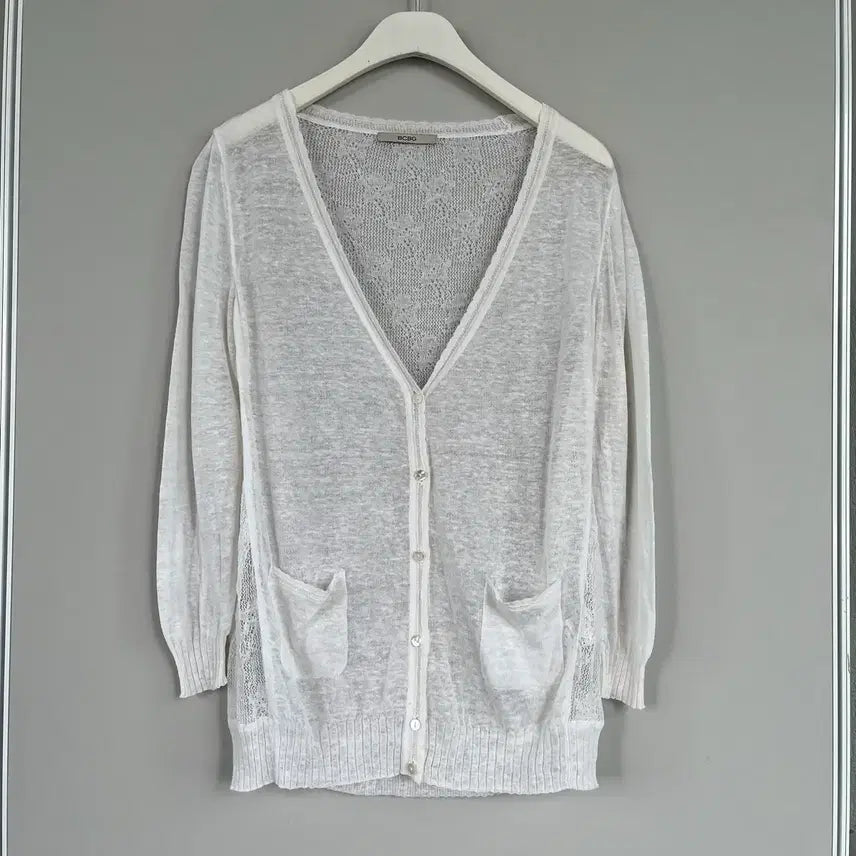[BUNJANG] BCBG Linen Floral Net Knit Cardigan / BCBG 린넨 플라워 네트 니트 가디건