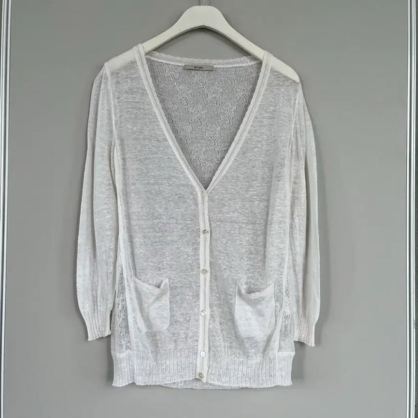 [BUNJANG] BCBG Linen Floral Net Knit Cardigan / BCBG 린넨 플라워 네트 니트 가디건