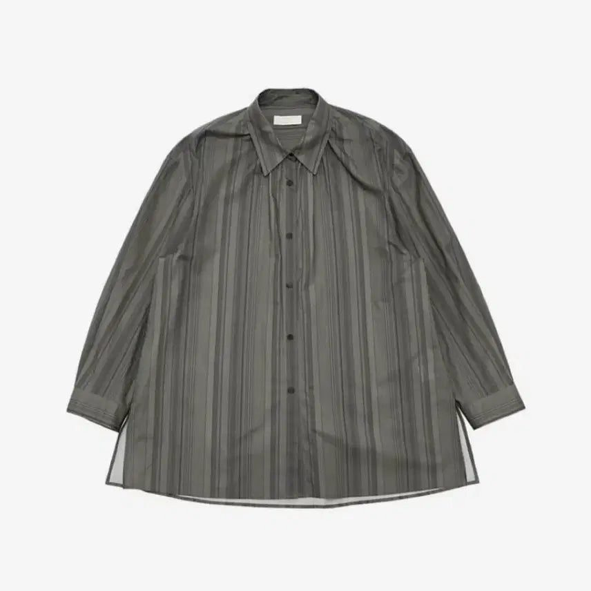 [BUNJANG] Amento 24FW Neck Shirring Stripe Oversized Shirt / 아모멘토 24fw 넥 셔링 스트라이프 오버사이즈 셔츠