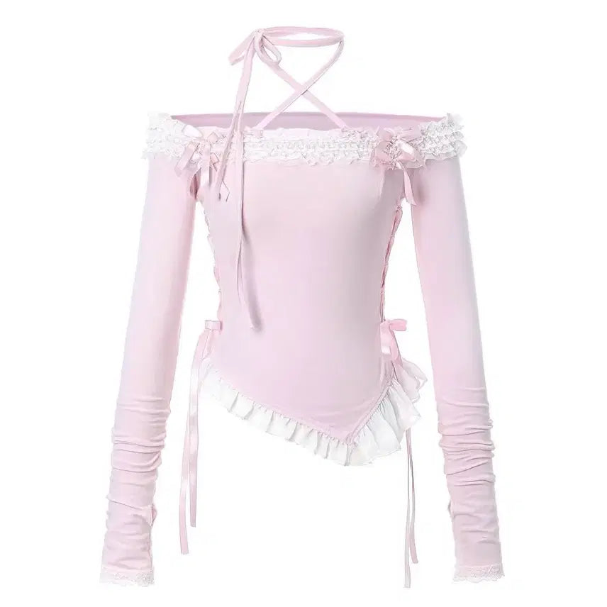 [BUNJANG] Shushu Cherry Dolly Hime Off-Shoulder Tee Pink / 슈슈체리 돌리 히메 오프숄더 티 핑크 판매 히메갸루