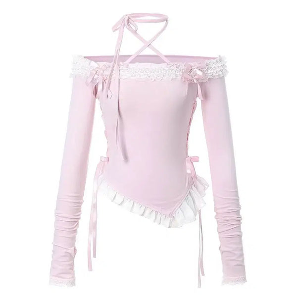 [BUNJANG] Shushu Cherry Dolly Hime Off-Shoulder Tee Pink / 슈슈체리 돌리 히메 오프숄더 티 핑크 판매 히메갸루