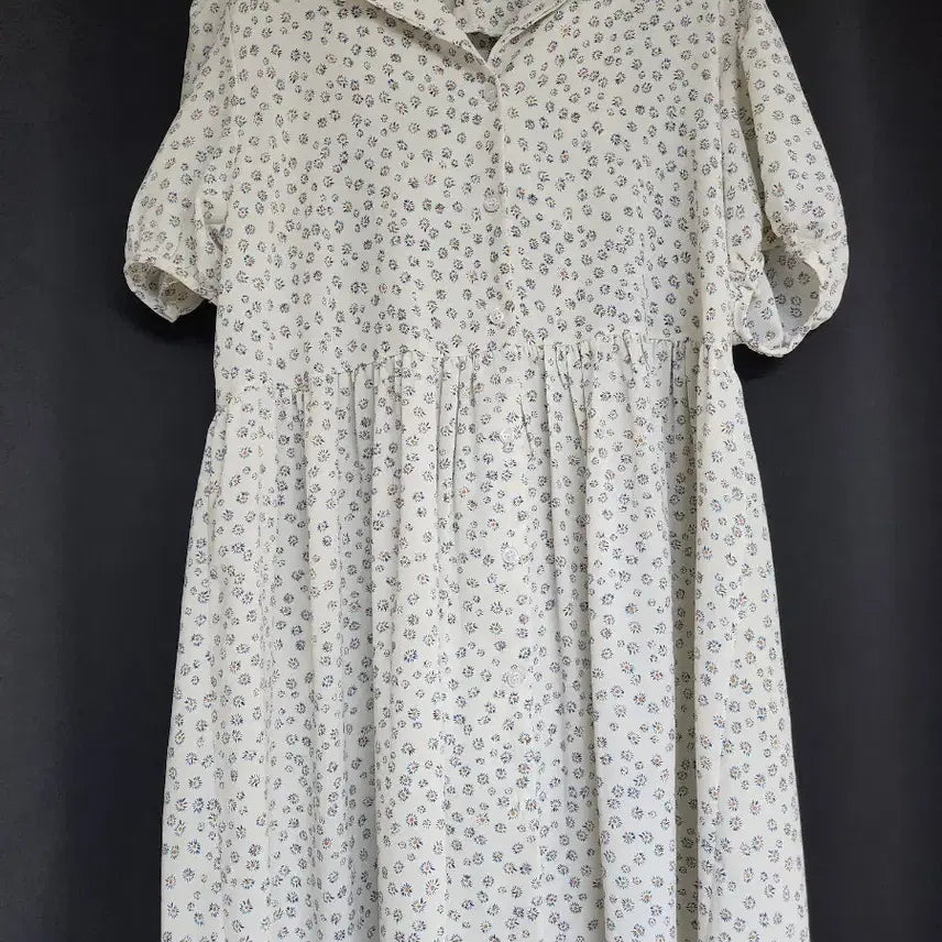[BUNJANG] Ivory Floral Pattern Shirt Dress / (새상품/무료배송)아이보리색 플로럴 패턴 셔츠 원피스