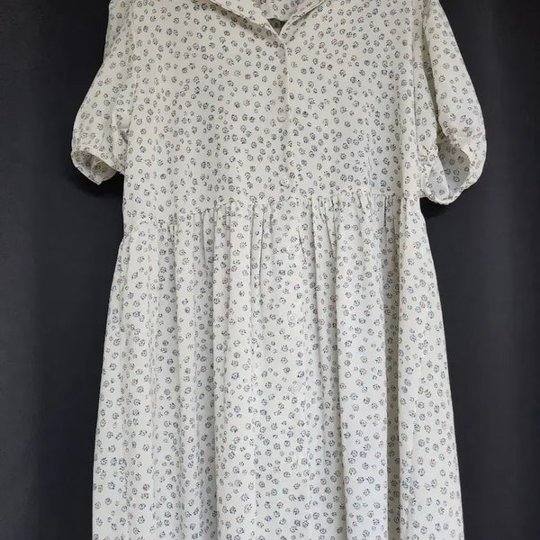 [BUNJANG] Ivory Floral Pattern Shirt Dress / (새상품/무료배송)아이보리색 플로럴 패턴 셔츠 원피스