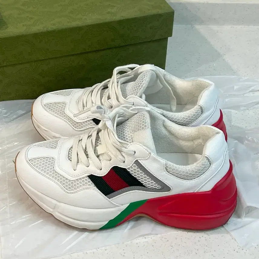 [BUNJANG] Gucci Rhyton Sneakers White Red Size 36 / 구찌 라이톤 스니커즈 화이트 레드 36