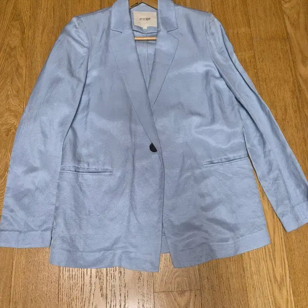 [BUNJANG] Maje Blue Linen Jacket / 마쥬 블루 린넨 자켓