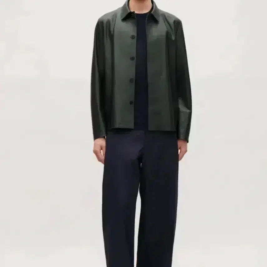 [BUNJANG] COS Leather Jacket Dark Green / COS 가죽 재킷 다크 그린