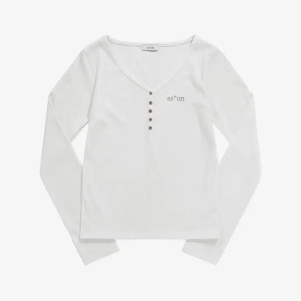 [BUNJANG] Azure On Wish Lipbad Button T-Shirt White / 애즈온 위시 립배드 버튼 티 화이트