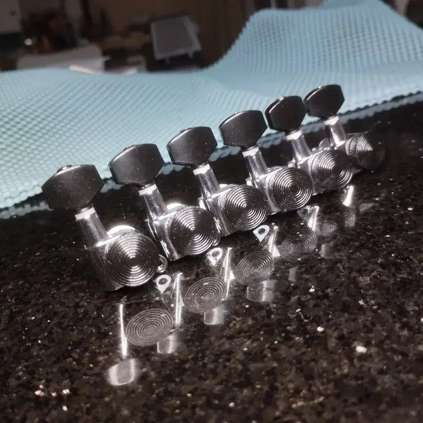 [BUNJANG] Locking Head Machine Tuning Pegs Custom Black/Chrome Combination 6R / 롹킹 헤드머신 튜닝페그 커스텀 블랙/크롬 컴비네이션 6R
