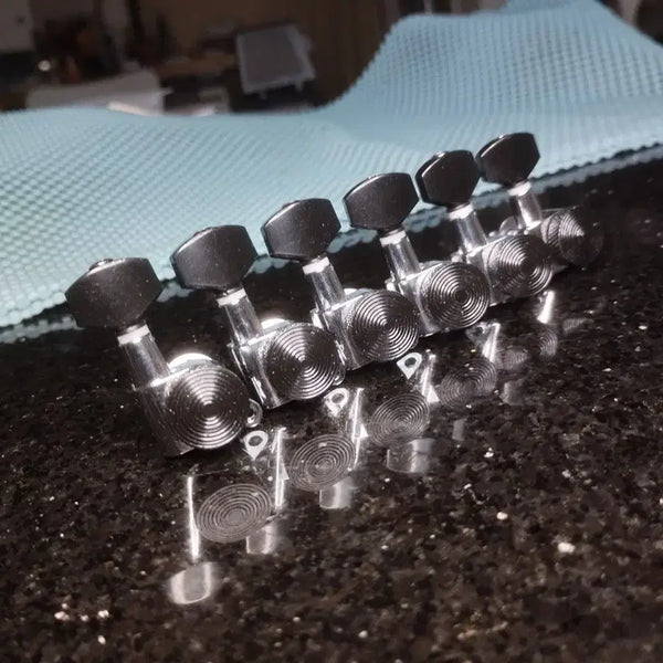 [BUNJANG] Locking Head Machine Tuning Pegs Custom Black/Chrome Combination 6R / 롹킹 헤드머신 튜닝페그 커스텀 블랙/크롬 컴비네이션 6R