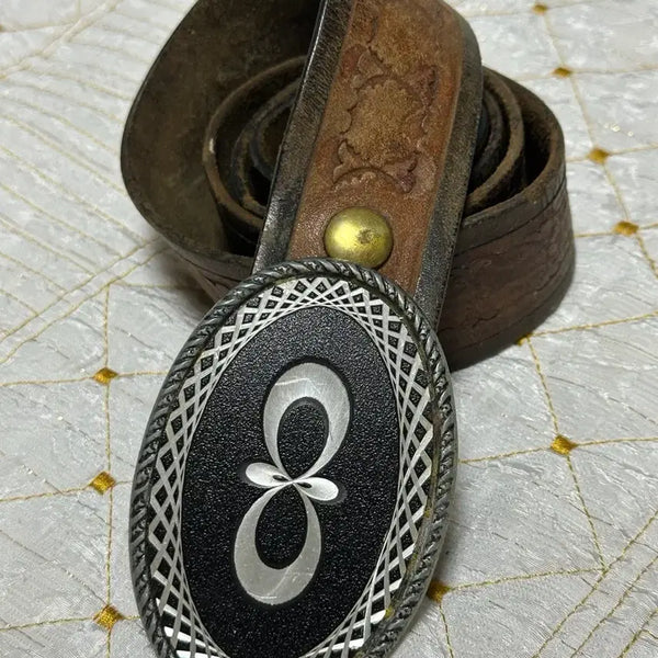 [BUNJANG] Vintage Pattern Leather Belt / 빈티지 무늬가죽 벨트