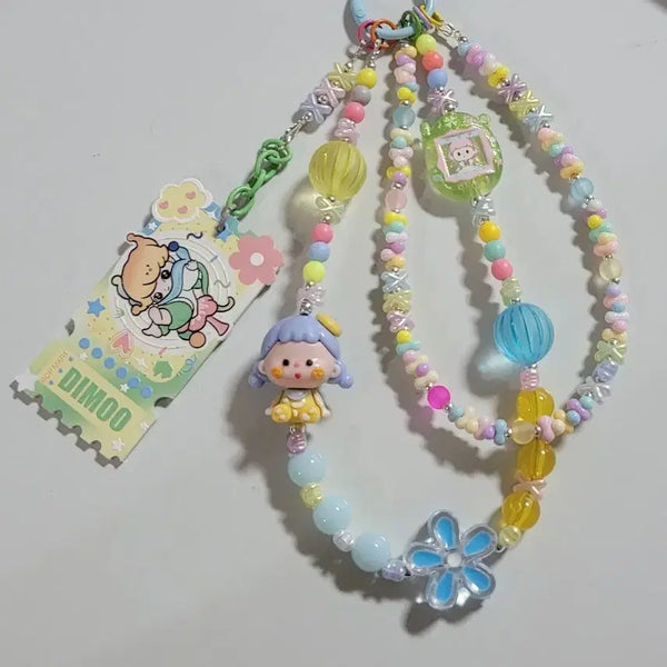 [BUNJANG] Keyring Strap Bag Charm with Doll and Beads / 키링 스트랩 백참