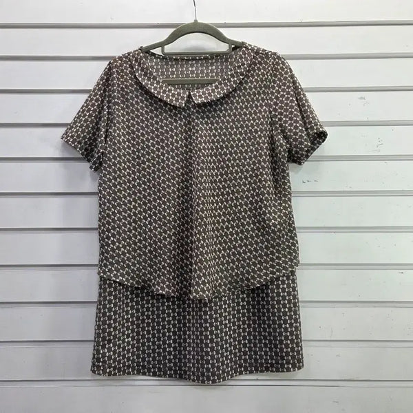 [BUNJANG] Patterned Chiffon Double Layer Women's Blouse Size 66 / 패턴무늬  앞쉬폰 이중 부인복 블라우스 66/보물찾기천사