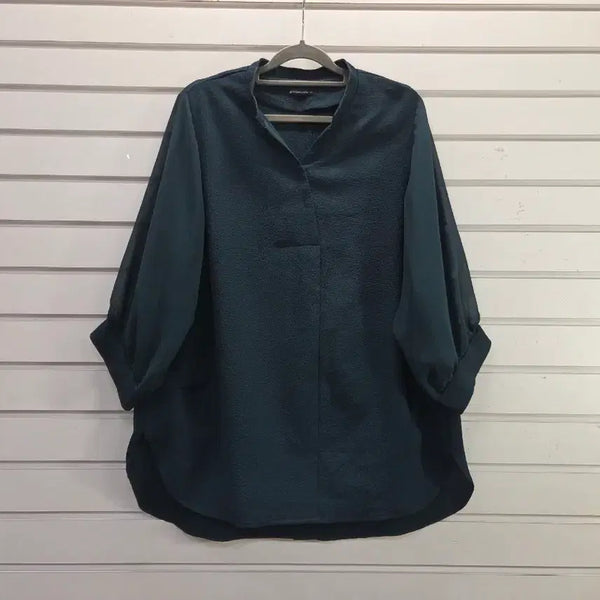 [BUNJANG] Chatelaine Emerald Green Seven-Sleeve Blouse / 샤트렌  진그린 칠부소매 블라우스/보물찾기천사