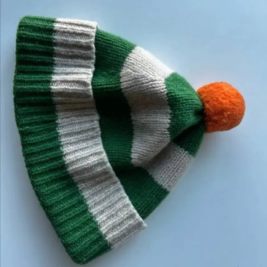[BUNJANG] Jo Gordon Scotland Stripe Pom Pom Beanie / 조고든 Jo Gordon 스코틀랜드 스트라이프 폼폼 비니