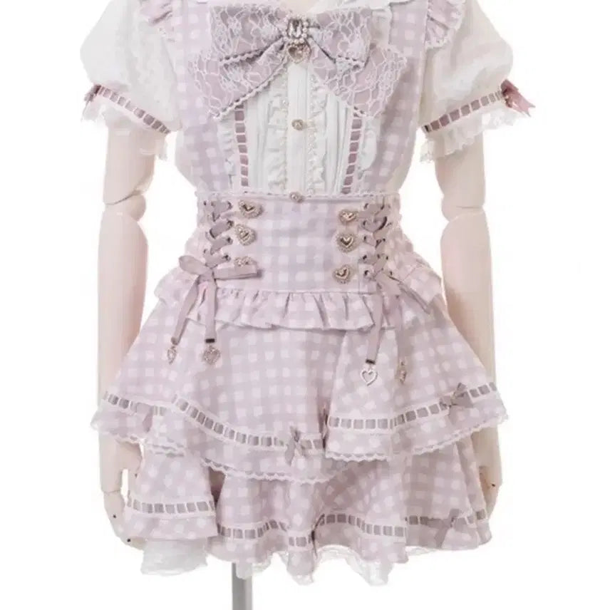 [BUNJANG] Liz Lisa Gingham Ladder Suspender Pink / 리즈리사 깅엄 사다리 서스펜더 핑크 정품
