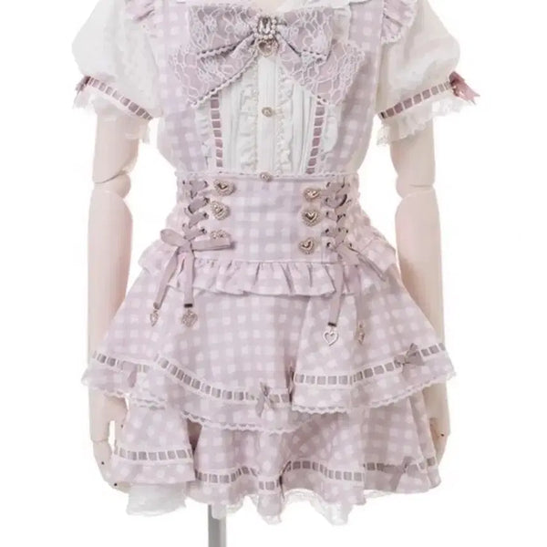 [BUNJANG] Liz Lisa Gingham Ladder Suspender Pink / 리즈리사 깅엄 사다리 서스펜더 핑크 정품