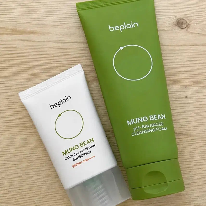 [BUNJANG] B.Plain Mung Bean Low-pH Cleansing Foam & Cooling Sunscreen Set (Sealed) / <미개봉>비플레인 녹두 클렌징폼 + 선크림 판매