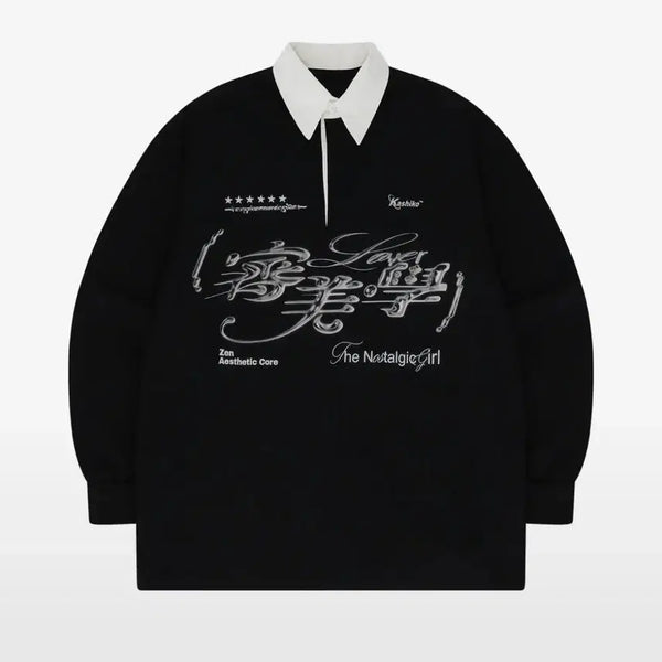 [BUNJANG] Kashiko Aesthetic Color Rugby Shirt Black / 카시코 에스테틱 칼라 럭비 셔츠 블랙 판매