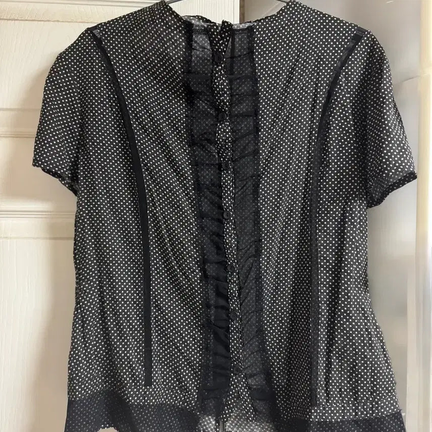 [BUNJANG] Vintage Polka Dot Short Sleeve Blouse / 빈티지 도트 반팔 블라우스