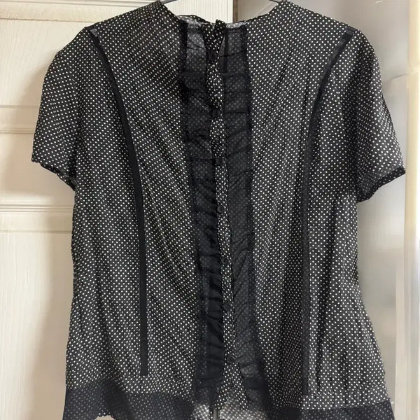 [BUNJANG] Vintage Polka Dot Short Sleeve Blouse / 빈티지 도트 반팔 블라우스