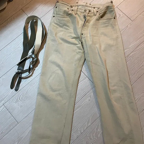 [BUNJANG] Warehouse Heller's Cafe Denim 32 with Suspenders / 웨어하우스 헬러스카페 오트밀 32 서스펜더 포함