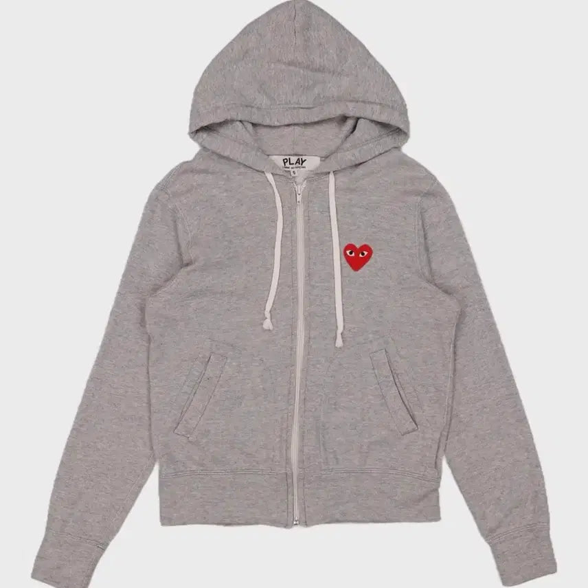 [BUNJANG] Comme des Garçons PLAY Logo Hooded Zip-Up Grey S / 꼼데가르송 플레이 로고 후드집업 그레이 s