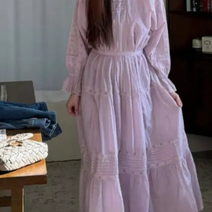 [BUNJANG] Vanessa Bruno Lace Embroidery Strap Dress / 바네사브루노 레이스자수 스트랩 원피스