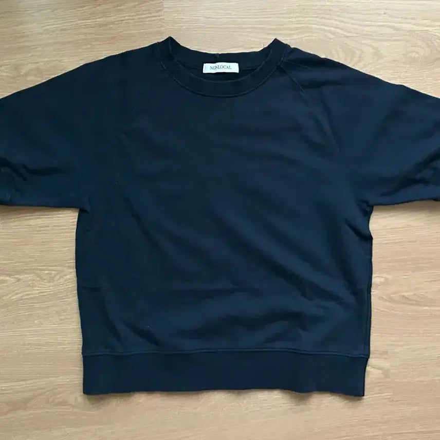 [BUNJANG] Nonlocal Navy Short Sleeve Sweatshirt / [논로컬] 네이비 반팔 스웨트셔츠 맨투맨