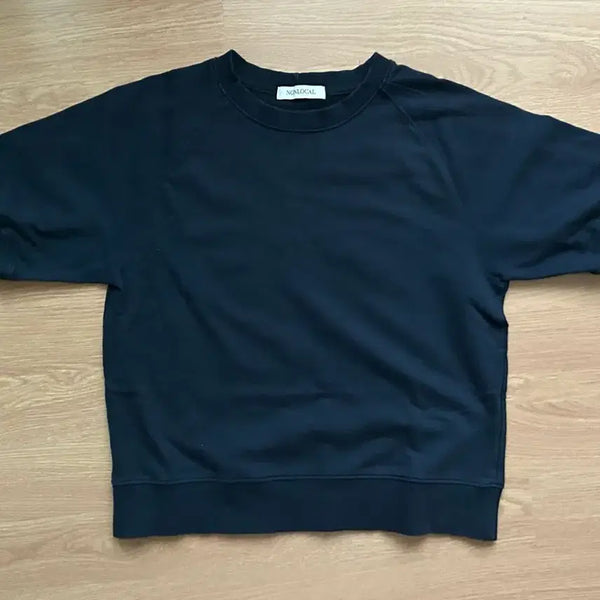 [BUNJANG] Nonlocal Navy Short Sleeve Sweatshirt / [논로컬] 네이비 반팔 스웨트셔츠 맨투맨