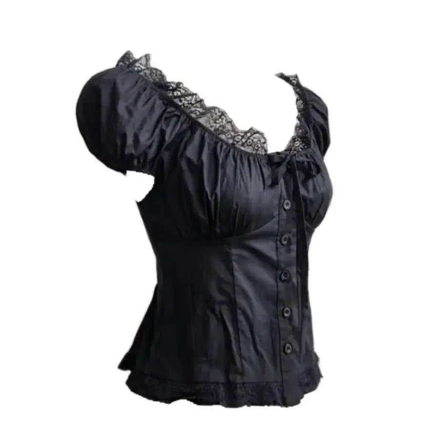 [BUNJANG] Ablie Lace Puff Blouse / 에이블리 레이스 퍼프 블라우스