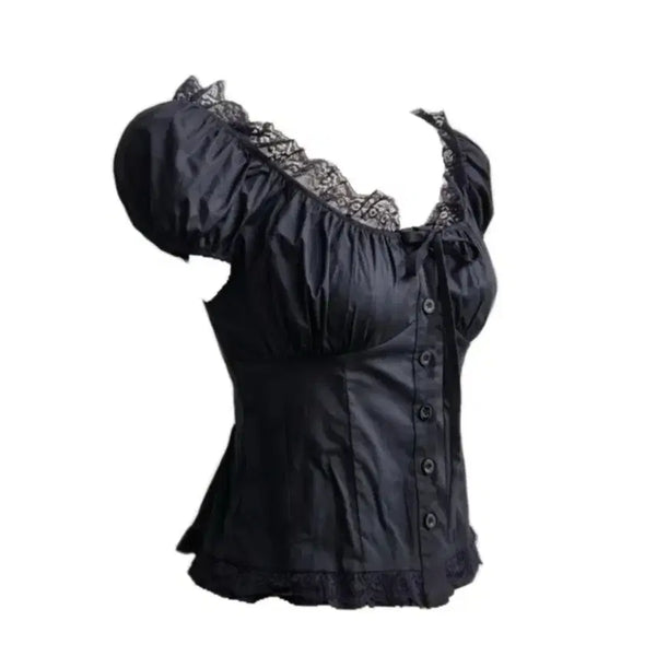[BUNJANG] Ablie Lace Puff Blouse / 에이블리 레이스 퍼프 블라우스