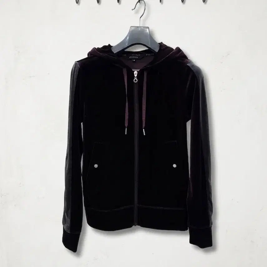 [BUNJANG] Elle Sport Velvet Hooded Zip-Up Jacket Burgundy Size 90 / 엘르스포츠 벨벳 후드집업 90 버건디