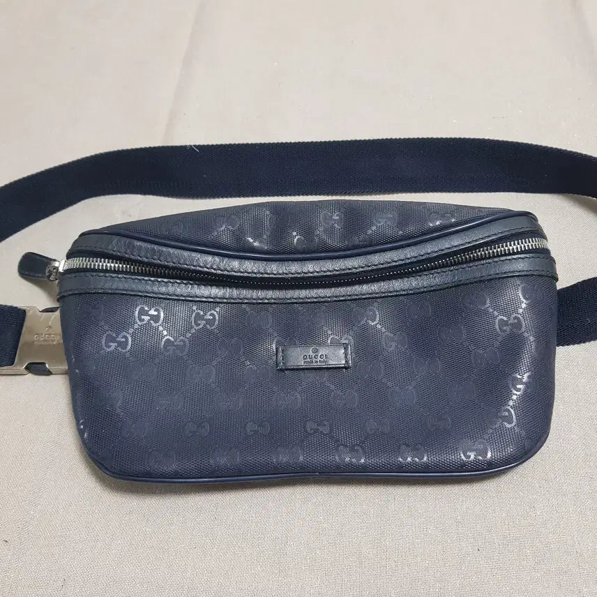 [BUNJANG] Gucci Black GG Imprime Belt Bag / 구찌 블랙 GG 임프라임 밸트백 힙색