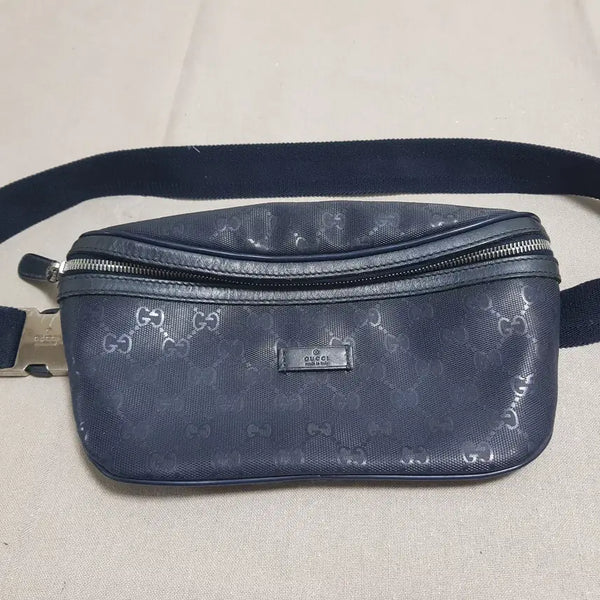 [BUNJANG] Gucci Black GG Imprime Belt Bag / 구찌 블랙 GG 임프라임 밸트백 힙색