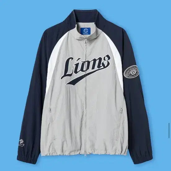 [BUNJANG] Samsung Lions x 8 Seconds Archive Color-Block Raglan Zip-Up Jacket Grey M / 삼성 라이온즈 x 에잇세컨즈 아카이브 배색 래글런 집업 자켓 그레이 M