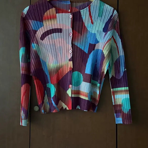 [BUNJANG] Pleated Multicolor Cardigan / 플리츠 멀티컬러 가디건