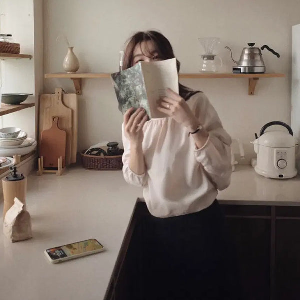 [BUNJANG] Slowandmade. Tels Round Shirring Blouse - Ivory (Unsealed, New) / (미개봉, 새상품) 슬로우앤드 made. 텔즈 라운드 셔링 블라우스 아이보리 색상